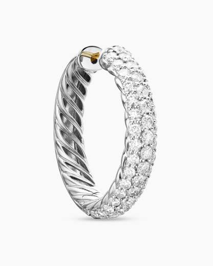 DY Mercer® Hoop Earrings Sterling Silver with Diamonds, 25.4mm