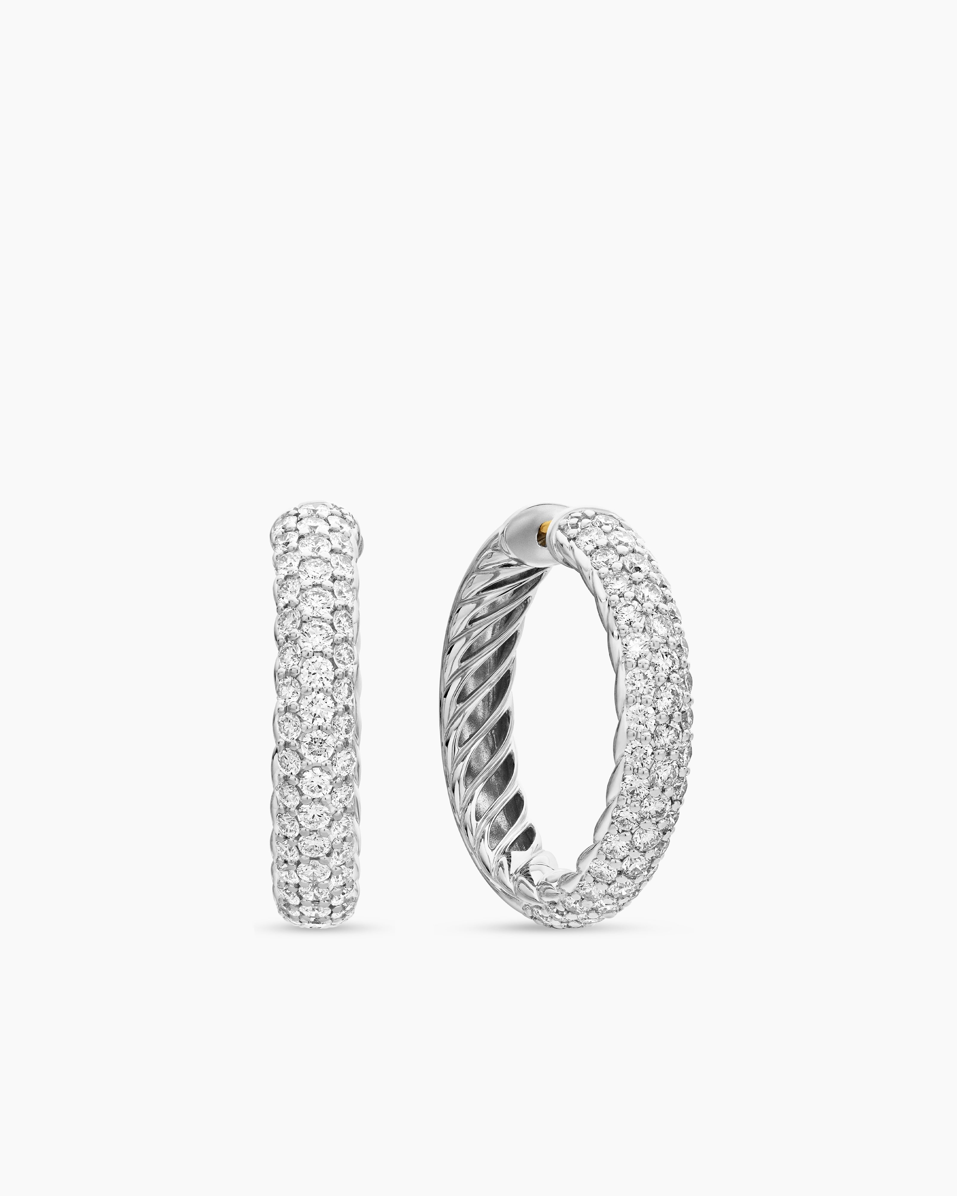 DY Mercer® Hoop Earrings Sterling Silver with Diamonds, 25.4mm