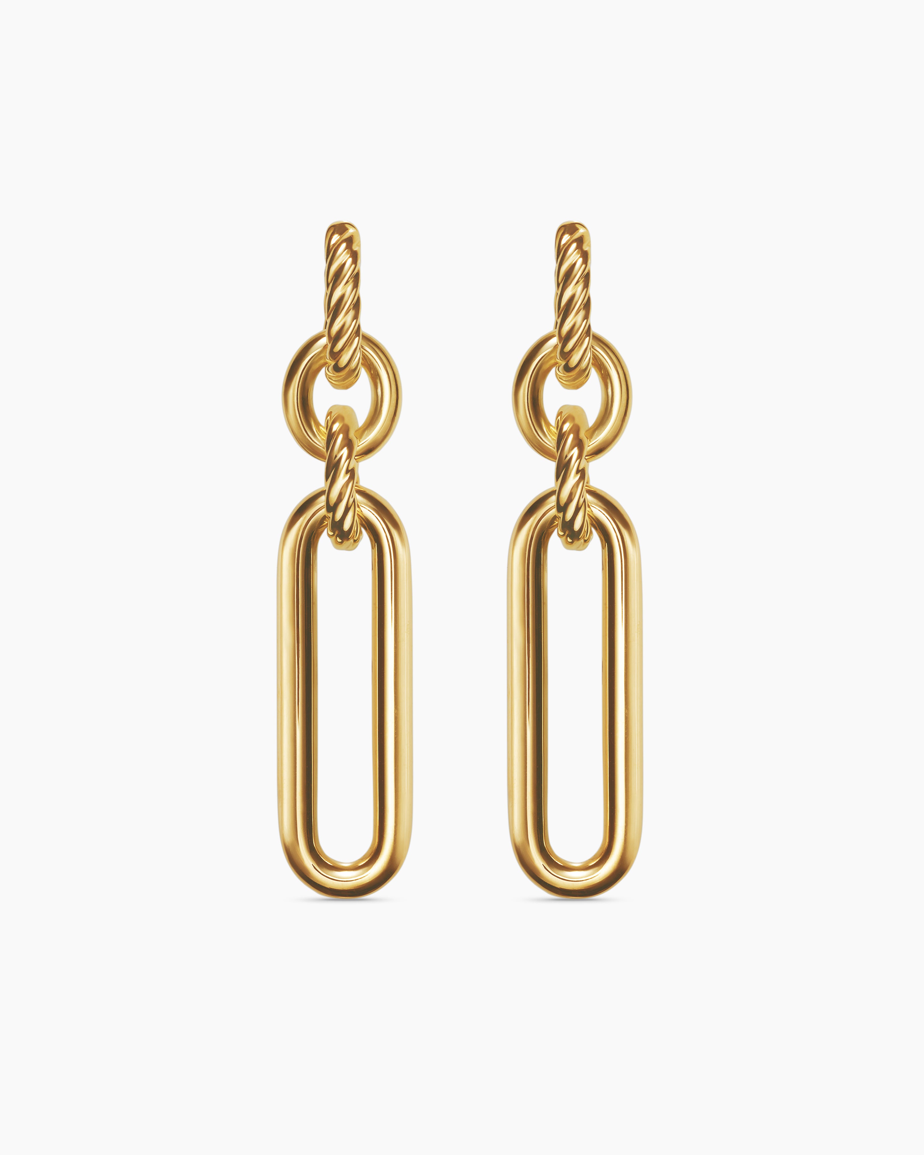Lexington Double Link Drop Earrings 18K Yellow Gold, 53mm