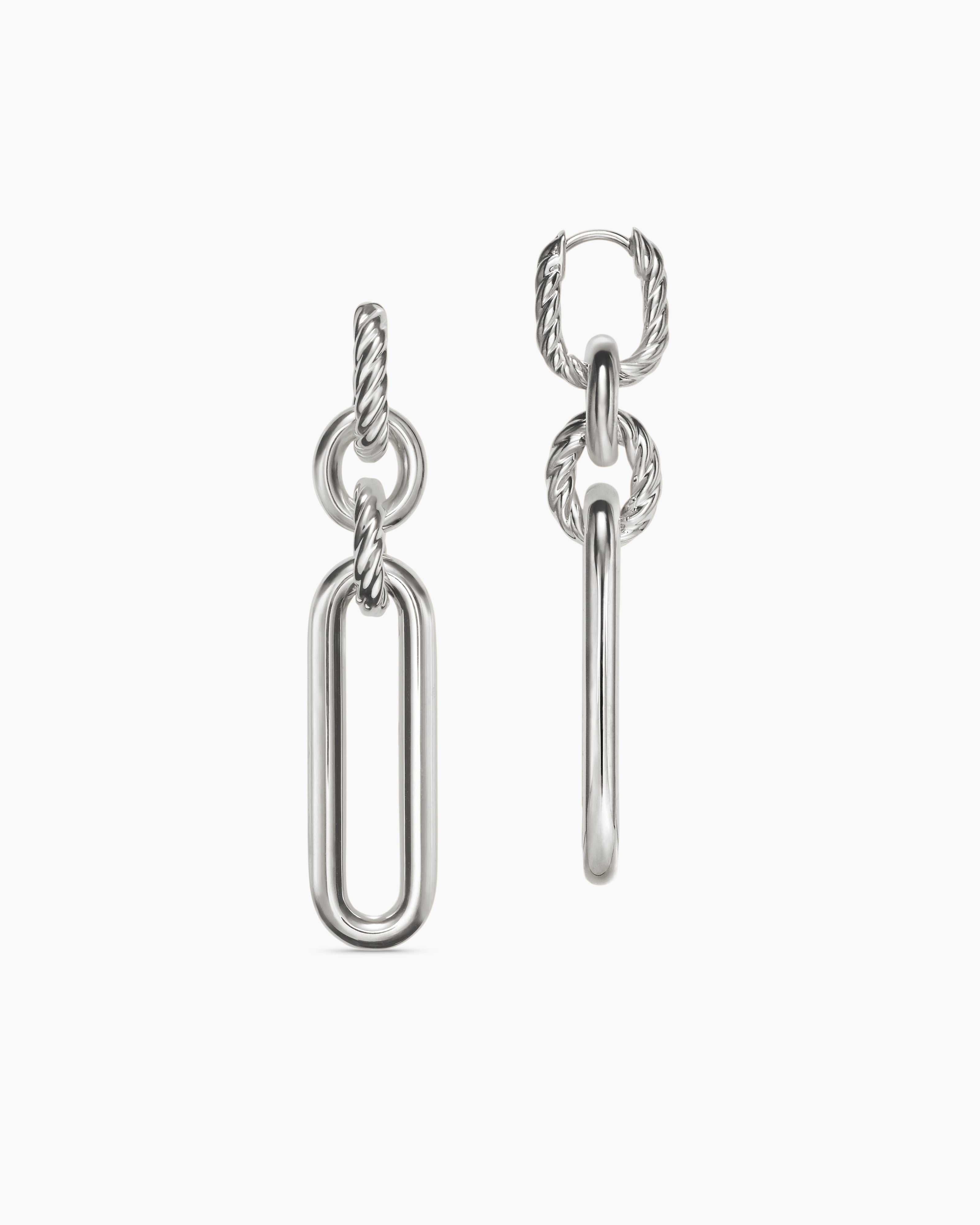 Lexington Double Link Drop Earrings Sterling Silver, 53mm