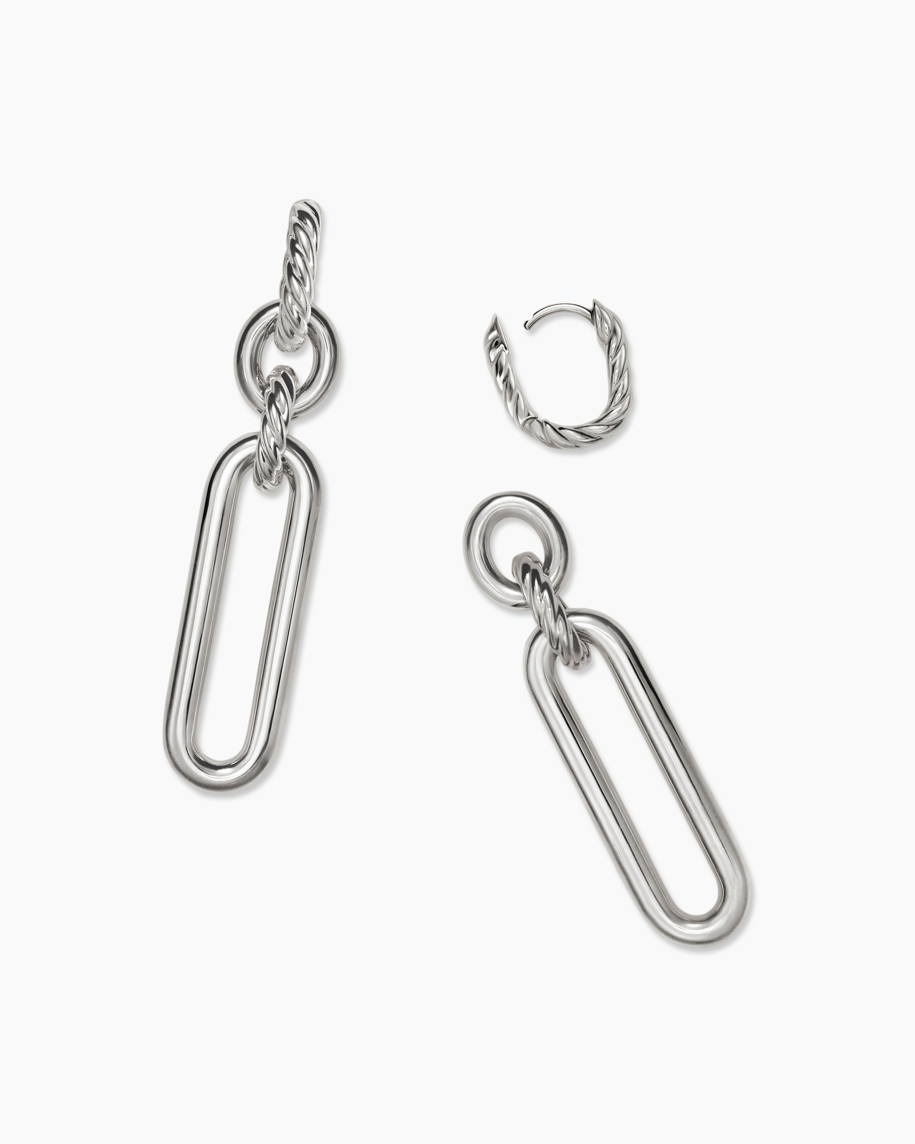 Lexington Double Link Drop Earrings Sterling Silver, 53mm