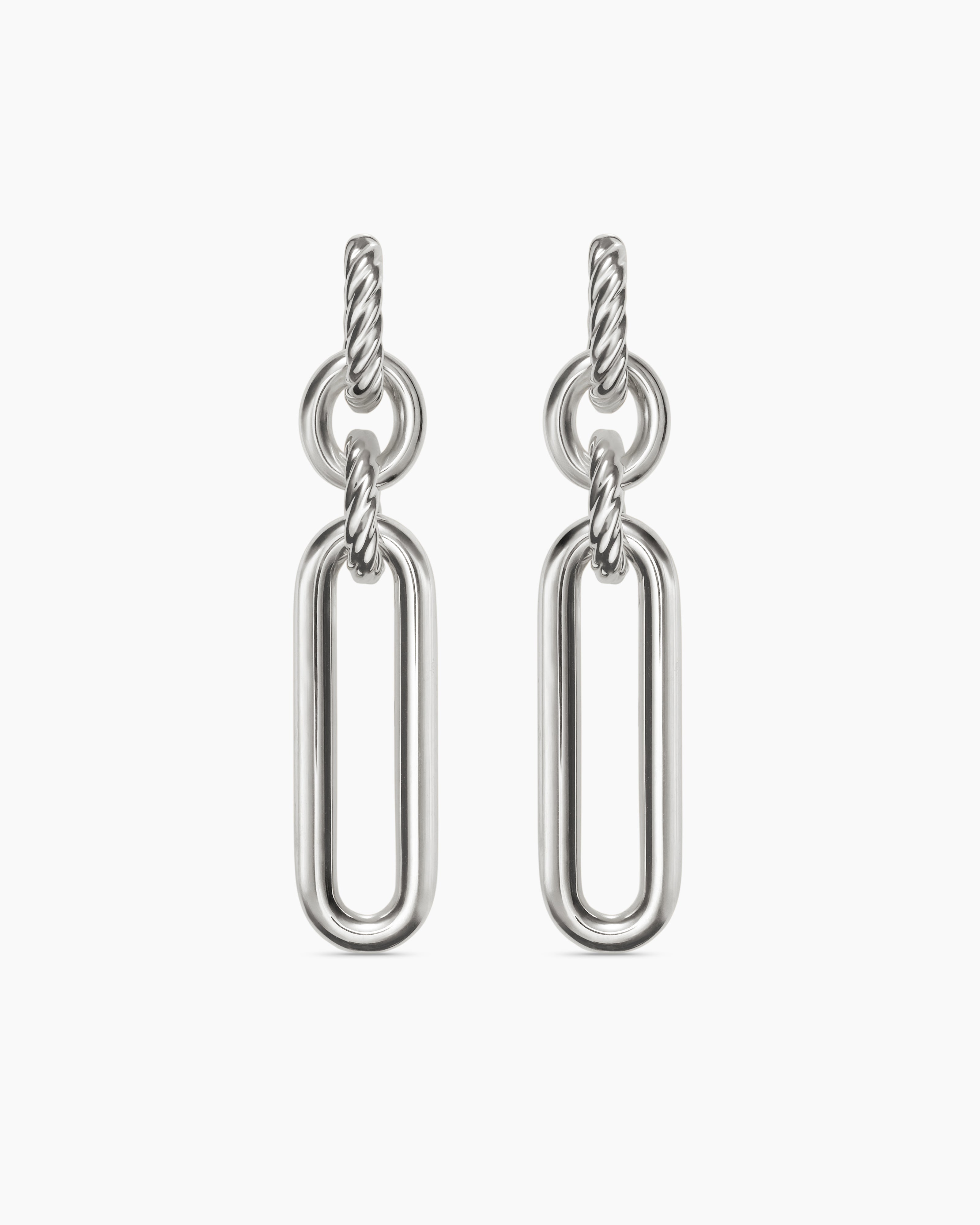 Lexington Double Link Drop Earrings Sterling Silver, 53mm