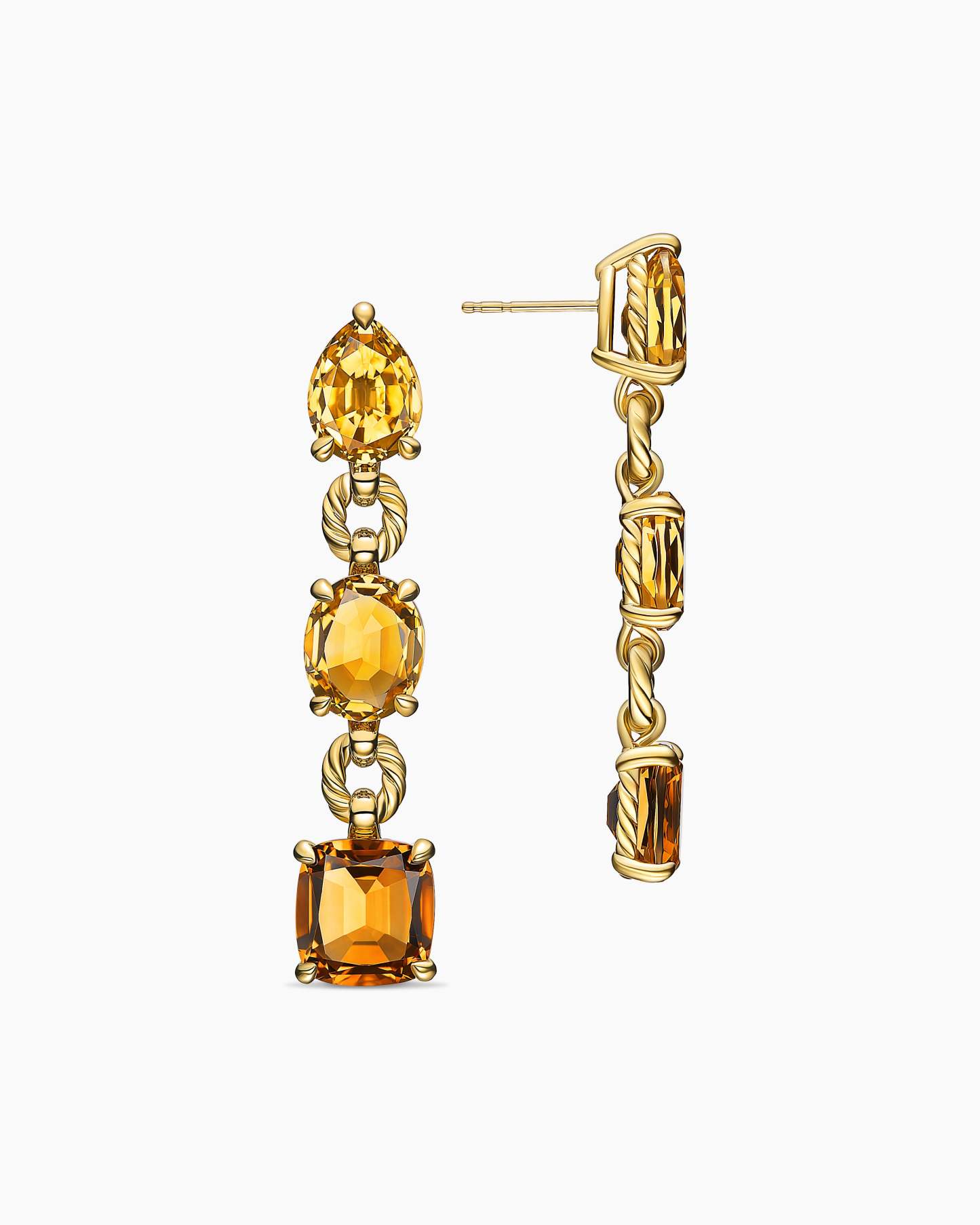 Marbella Drop Earrings 18K Yellow Gold with Citrine and Madeira Citrine, 51mm