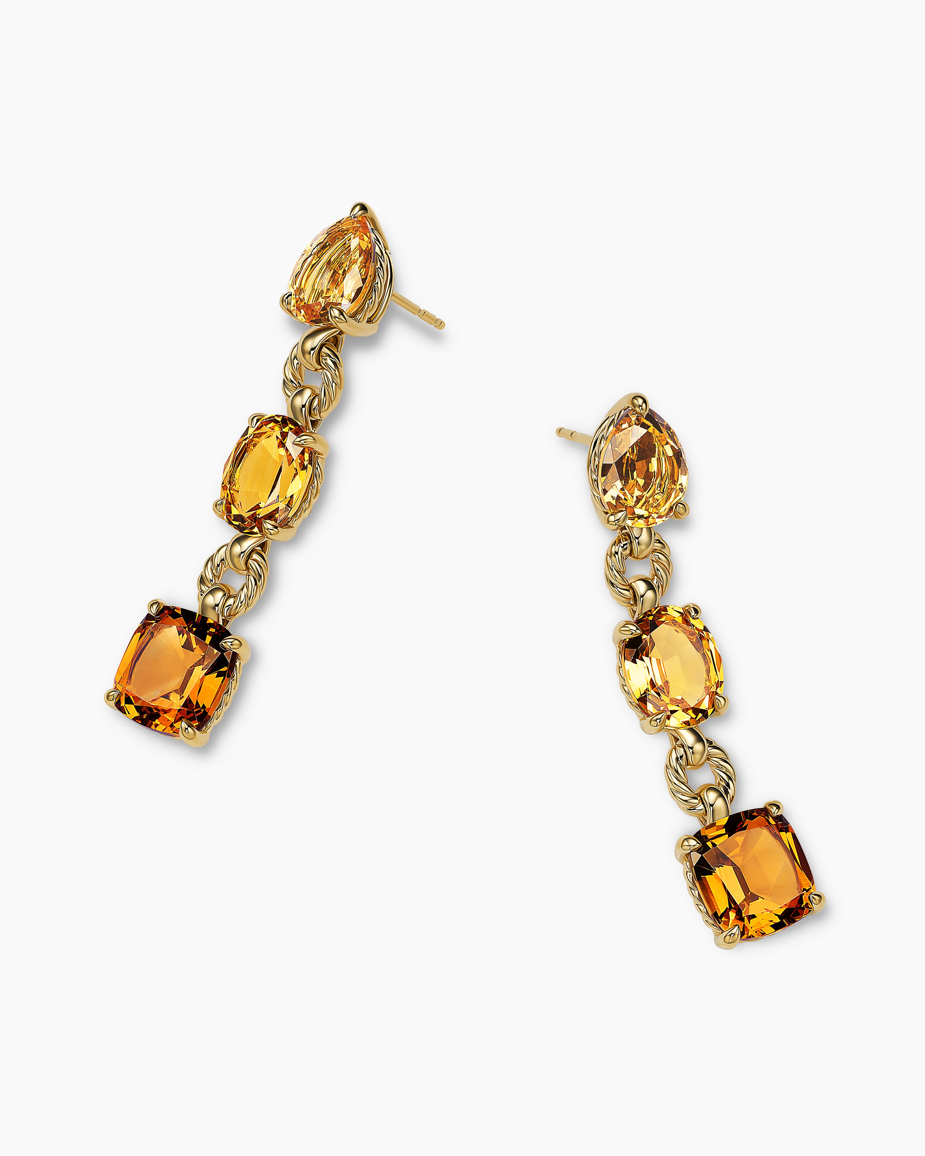 Marbella Drop Earrings 18K Yellow Gold with Citrine and Madeira Citrine, 51mm