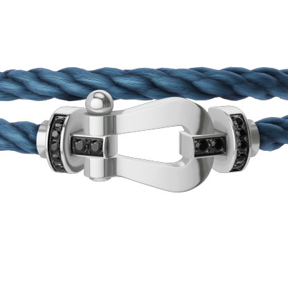 FORCE 10 BRACELET 18K WHITE GOLD AND BLACK DIAMONDS LARGE MODEL