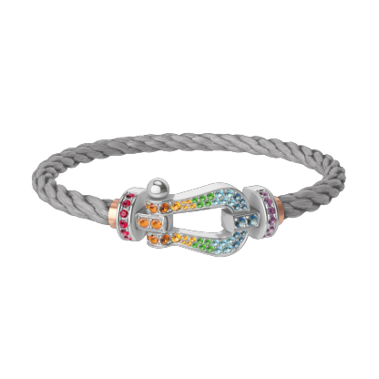 FORCE 10 BRACELET 18K WHITE GOLD AND COLORED STONES LARGE MODEL