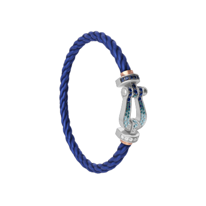 LARGE MODEL 18K WHITE GOLD DIAMOND PAVED AND COLORED STONES