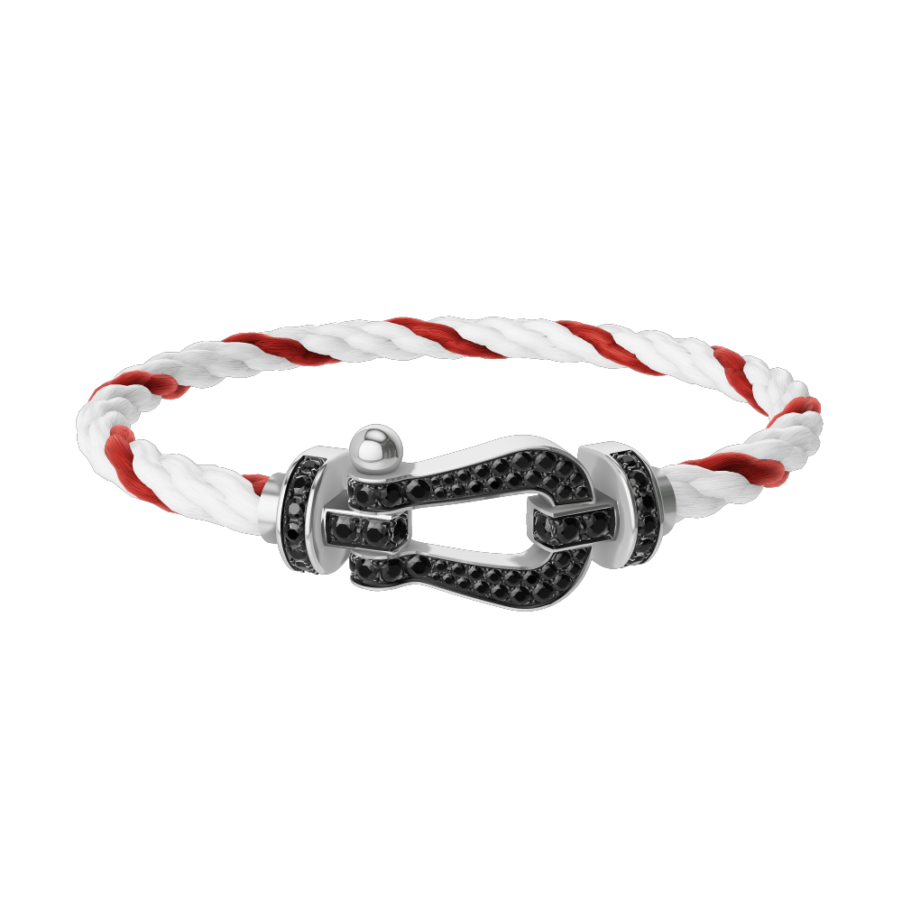 FORCE 10 BRACELET 18K WHITE GOLD AND BLACK DIAMONDS LARGE MODEL