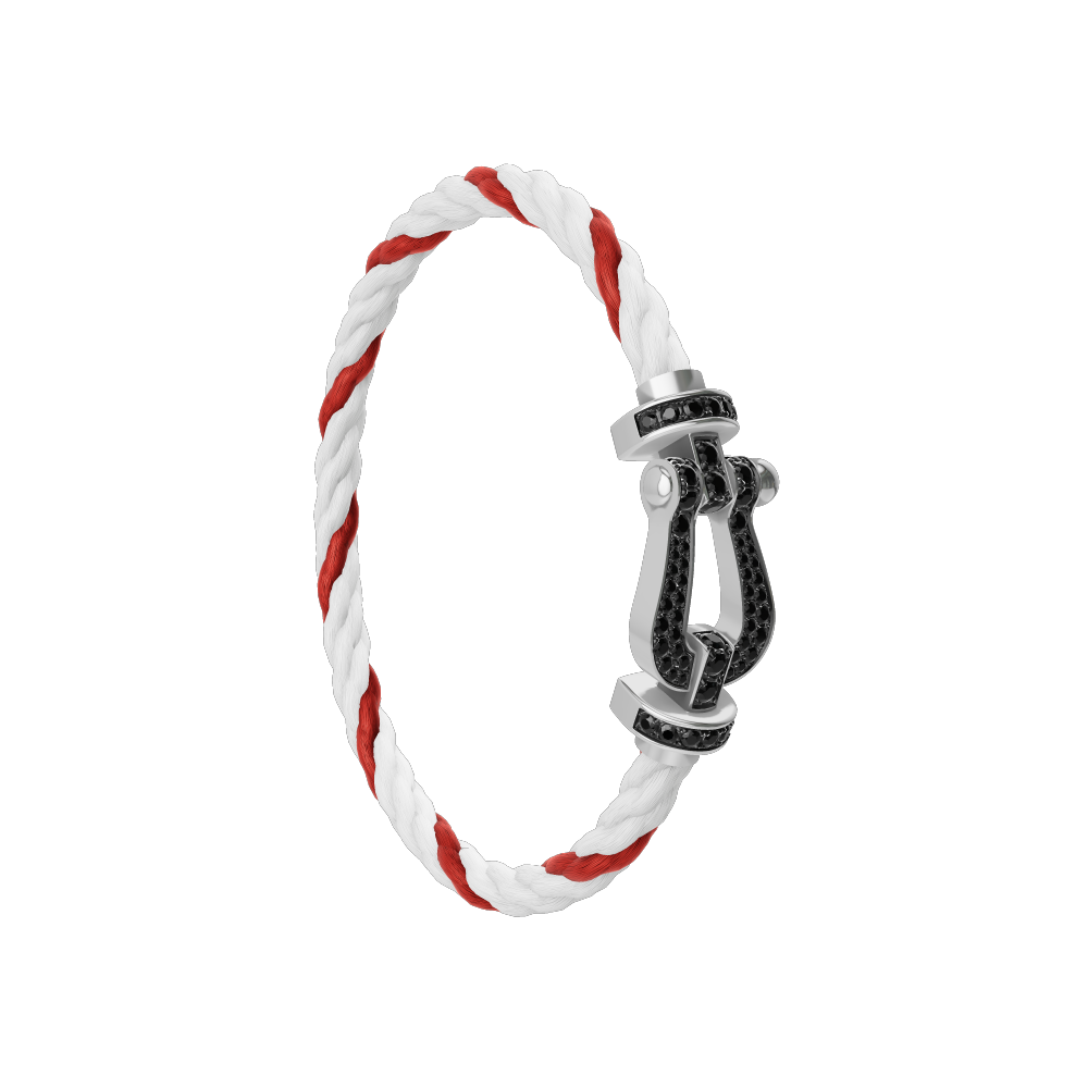 FORCE 10 BRACELET 18K WHITE GOLD AND BLACK DIAMONDS LARGE MODEL