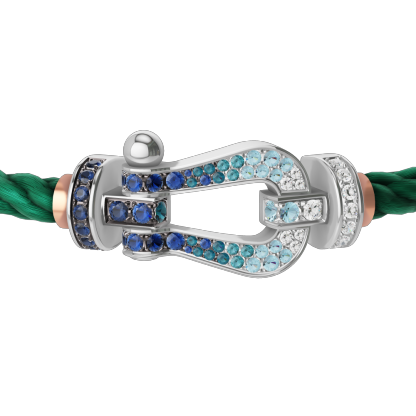FORCE 10 BRACELET LARGE MODEL 18K WHITE GOLD DIAMOND PAVED AND COLORED STONES