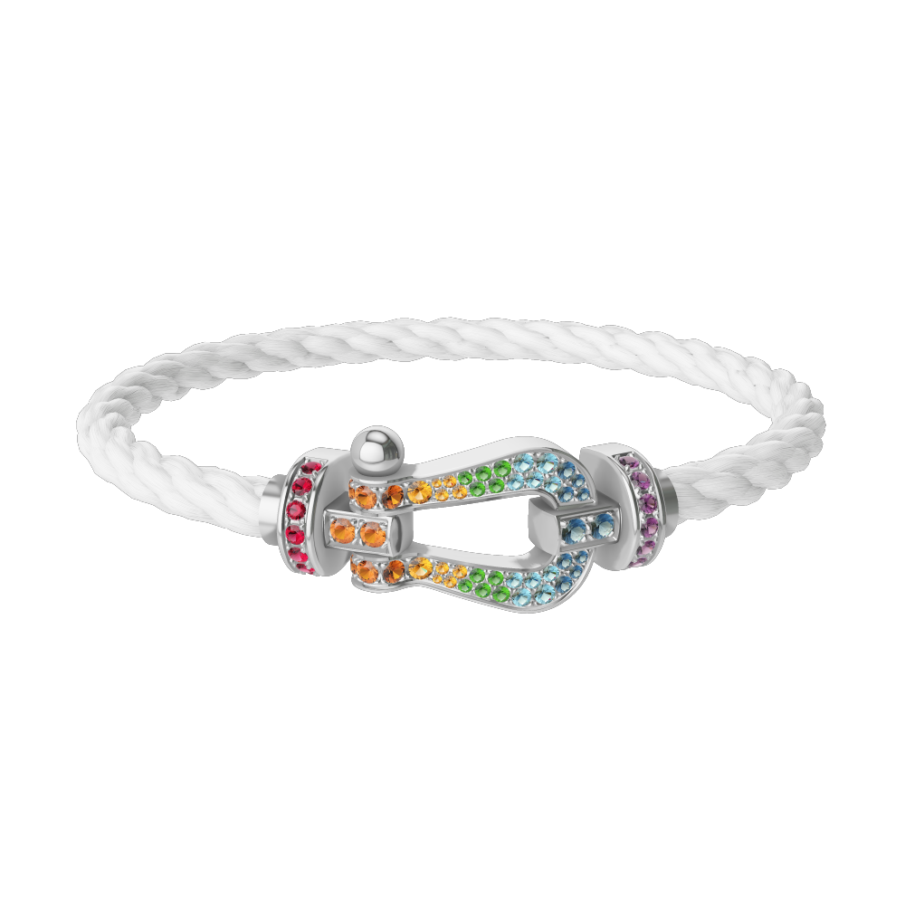 FORCE 10 BRACELET 18K WHITE GOLD AND COLORED STONES LARGE MODEL