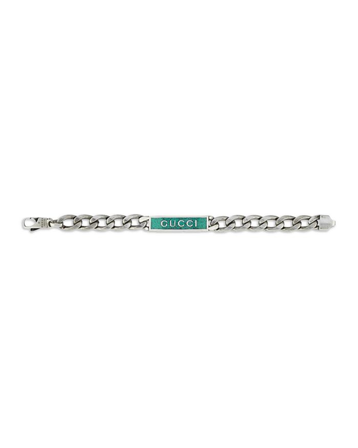 Sterling Silver Turquoise Enamel Logo ID Bracelet