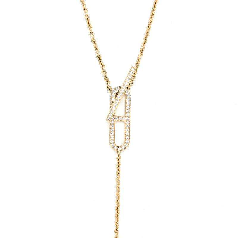 EVER CHAINE D’ANCRE LARIAT NECKLACE GOLD WITH DIAMONDS