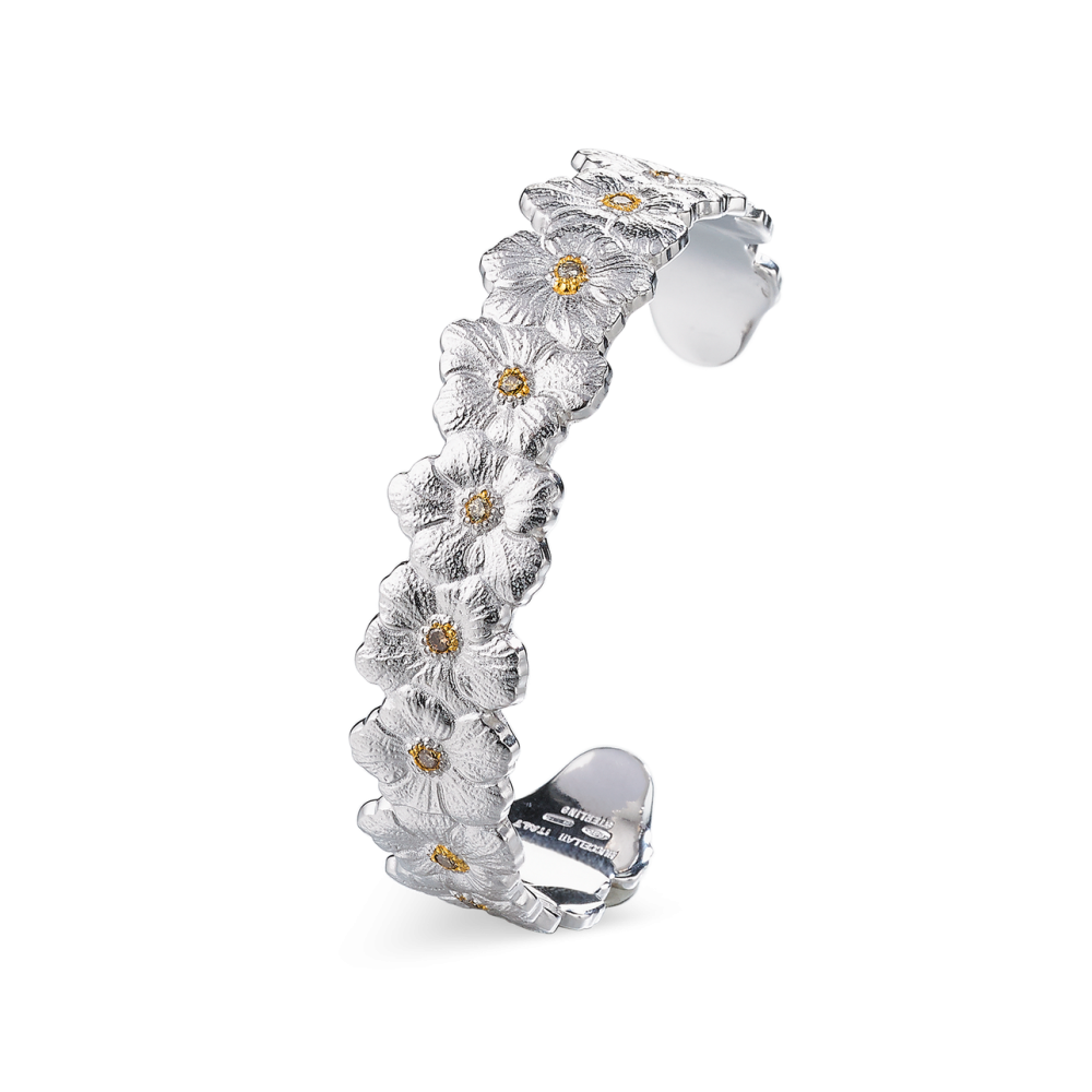 BLOSSOMS SILVER AND VERMEIL CUFF BRACELET WITH FANCY BROWN DIAMONDS