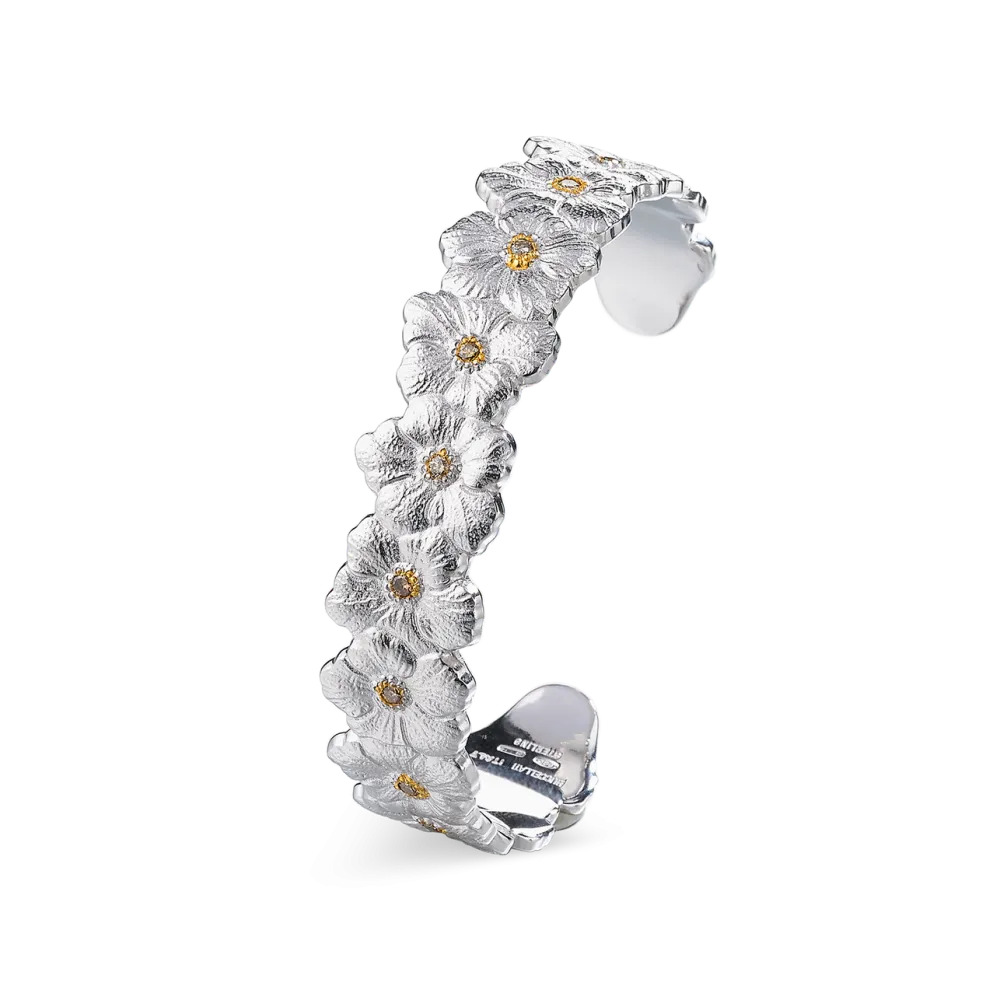 BLOSSOMS SILVER AND VERMEIL CUFF BRACELET WITH FANCY BROWN DIAMONDS