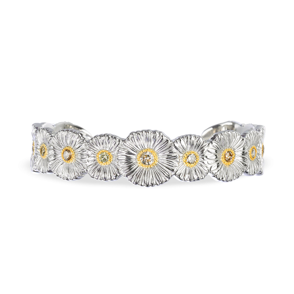 BLOSSOMS SILVER AND VERMEIL CUFF BRACELET WITH FANCY BROWN DIAMONDS