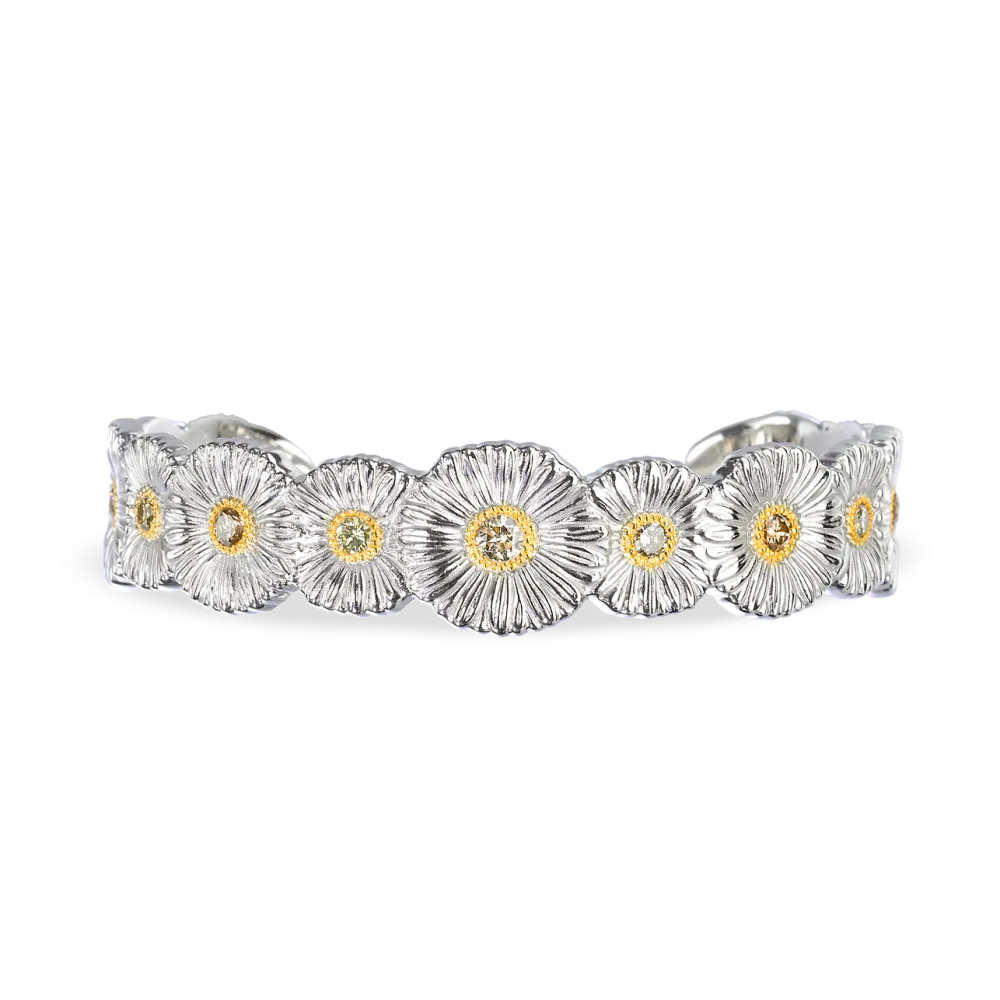 BLOSSOMS SILVER AND VERMEIL CUFF BRACELET WITH FANCY BROWN DIAMONDS