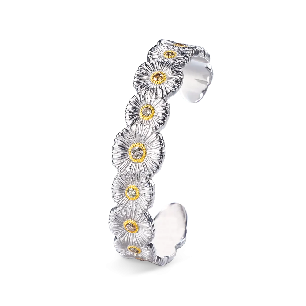 BLOSSOMS SILVER AND VERMEIL CUFF BRACELET WITH FANCY BROWN DIAMONDS
