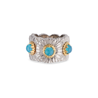 BLOSSOMS SILVER ETERNELLE RING WITH LIGHT BLUE AGATE