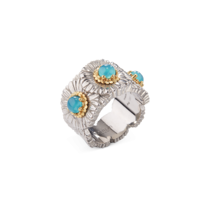 BLOSSOMS SILVER ETERNELLE RING WITH LIGHT BLUE AGATE
