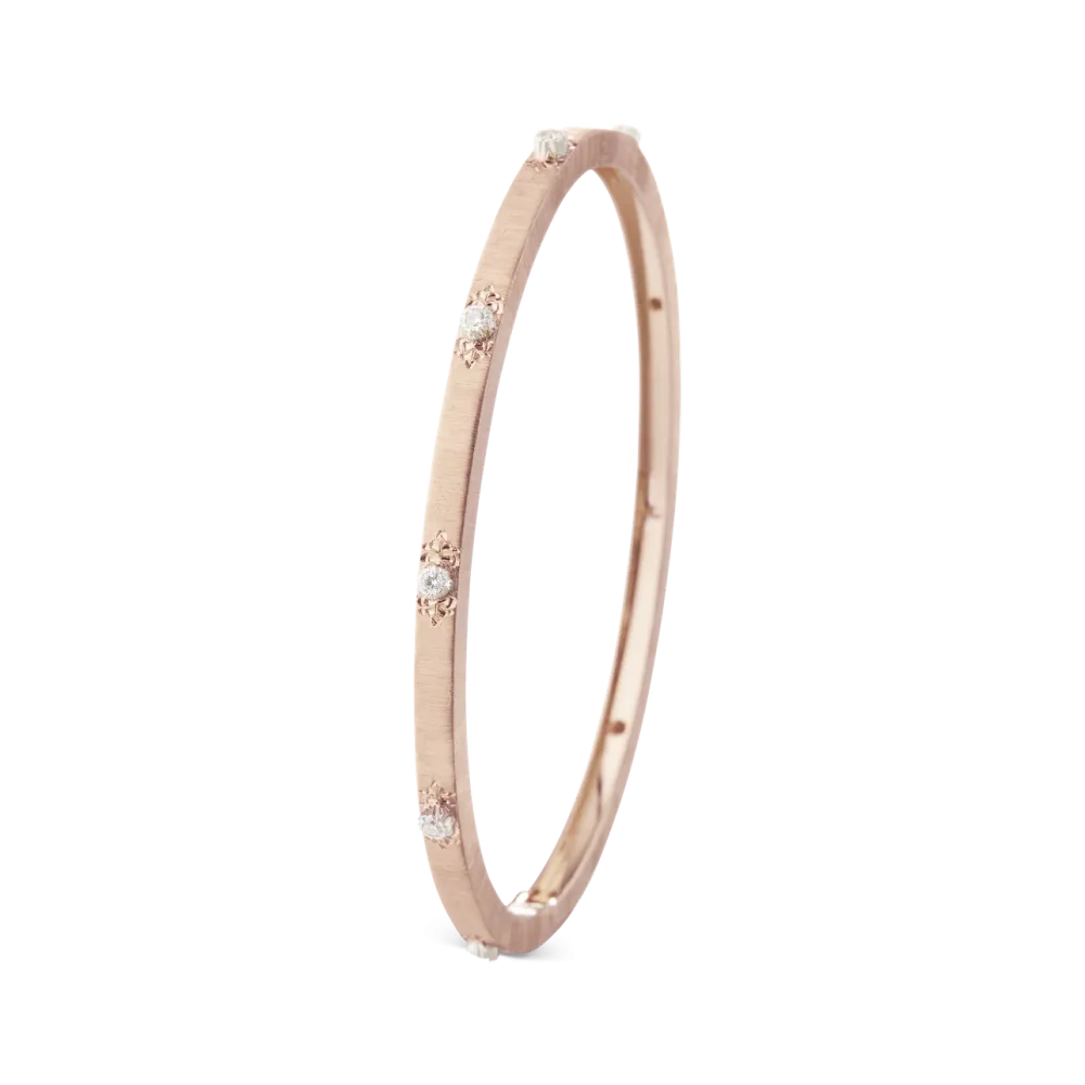 MACRI CLASSICA PINK AND WHITE GOLD BANDED BRACELET WITH DIAMONDS