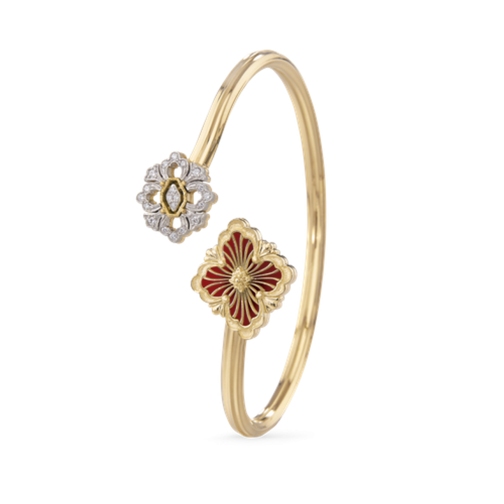 OPERA TULLE WHITE GOLD BRACELET WITH RED ENAMEL BACKGROUND