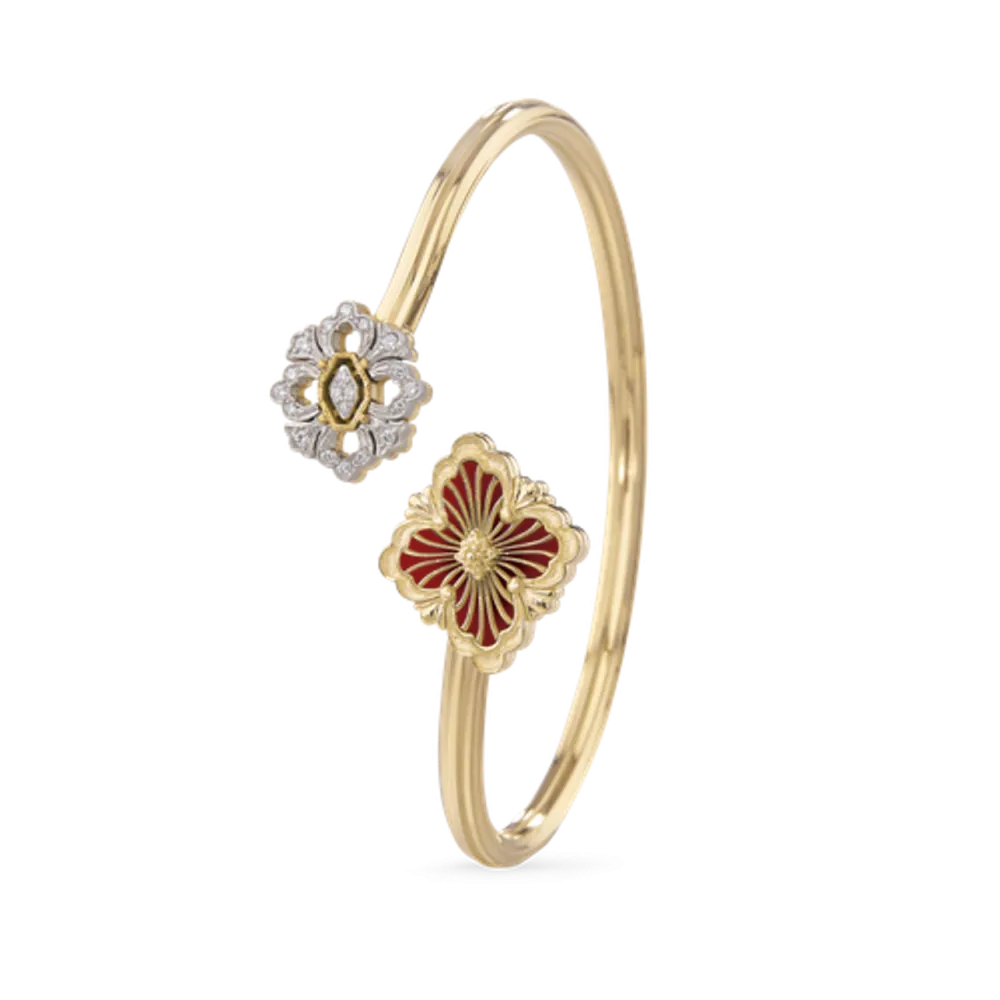 OPERA TULLE WHITE GOLD BRACELET WITH RED ENAMEL BACKGROUND