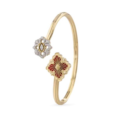 OPERA TULLE WHITE GOLD BRACELET WITH RED ENAMEL BACKGROUND