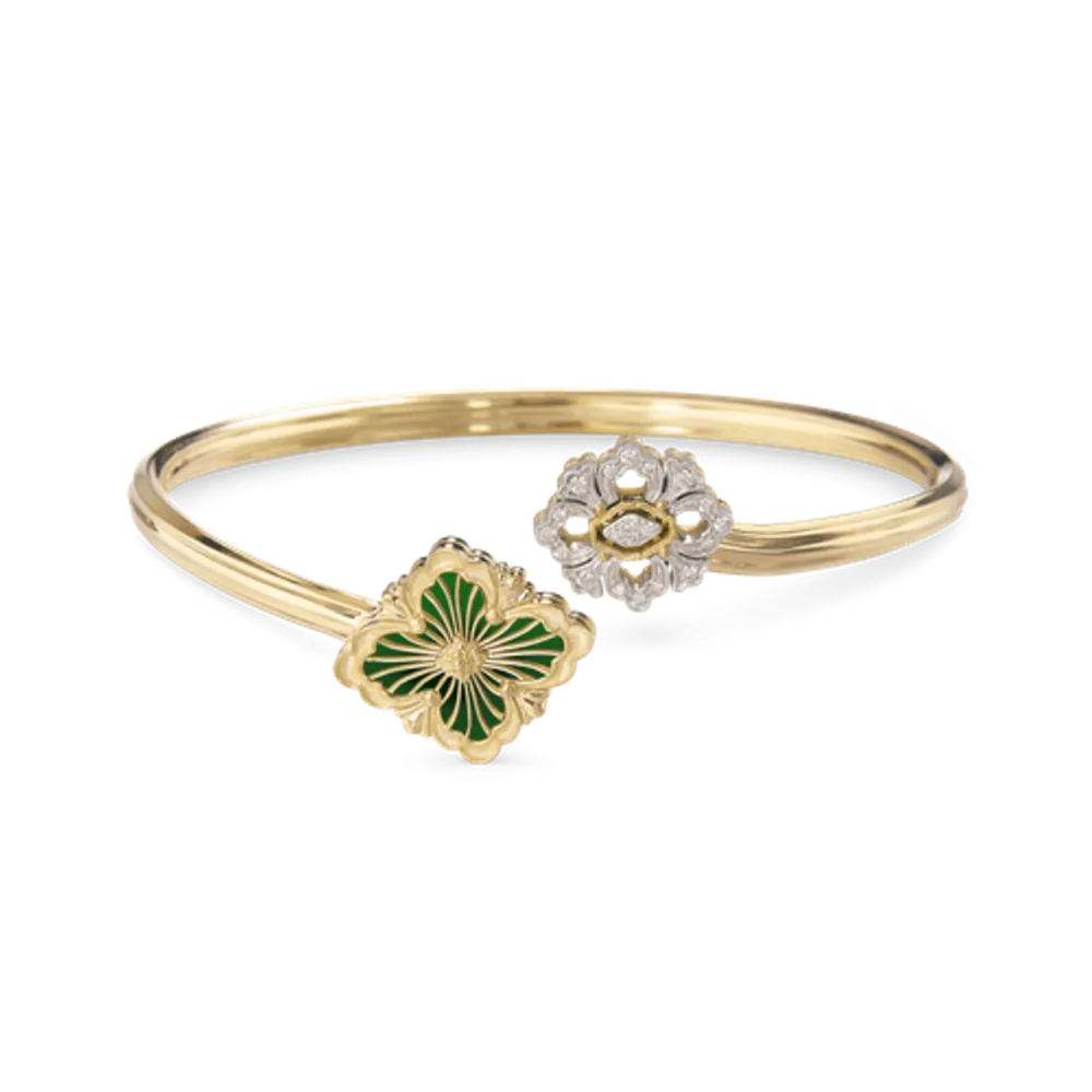 OPERA TULLE YELLOW GOLD BRACELET WITH GREEN ENAMEL BACKGROUND