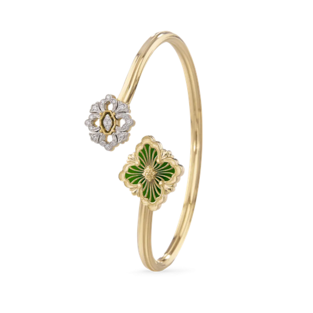 OPERA TULLE YELLOW GOLD BRACELET WITH GREEN ENAMEL BACKGROUND