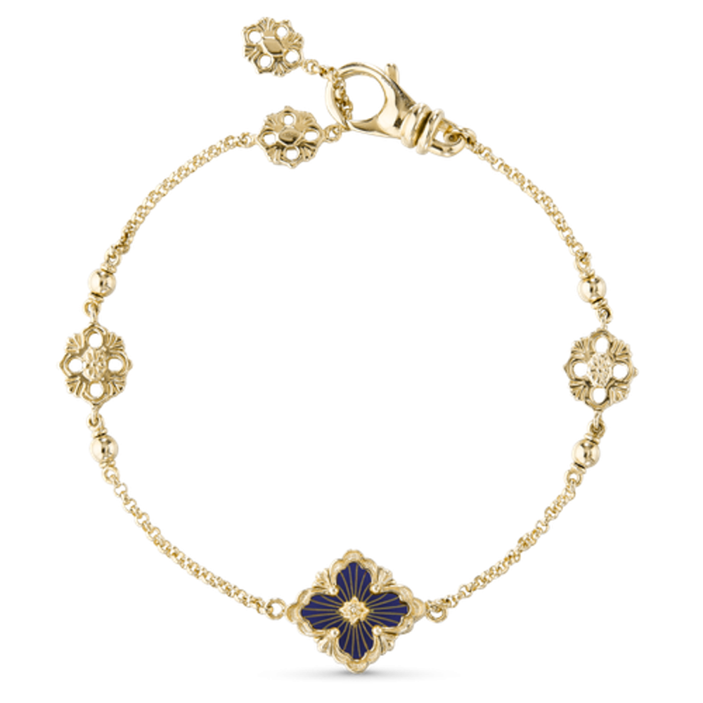 OPERA TULLE YELLOW GOLD BRACELET WITH BLUE ENAMELED ELEMENT