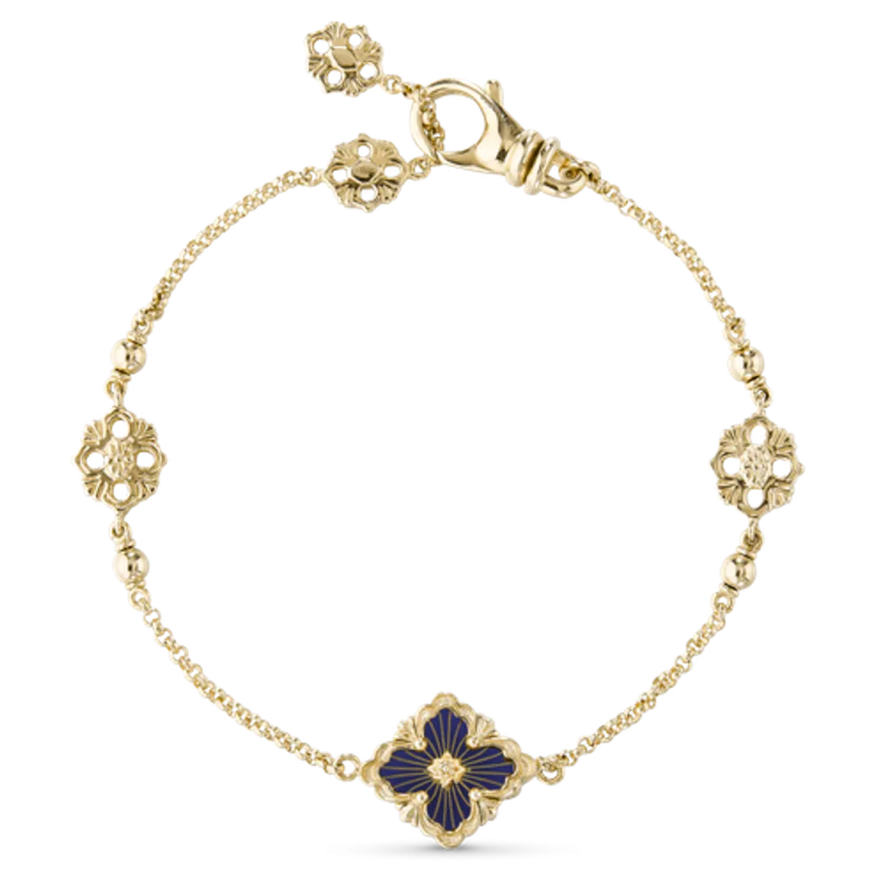 OPERA TULLE YELLOW GOLD BRACELET WITH BLUE ENAMELED ELEMENT