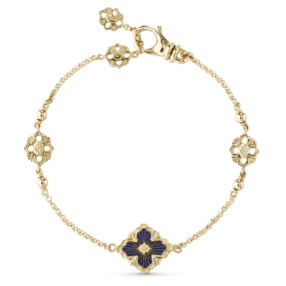 OPERA TULLE YELLOW GOLD BRACELET WITH BLUE ENAMELED ELEMENT