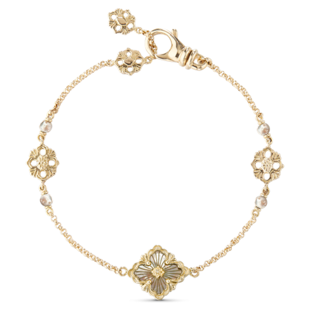 OPERA TULLE YELLOW GOLD BRACELET WITH MOTHER OF PEARL LOGO