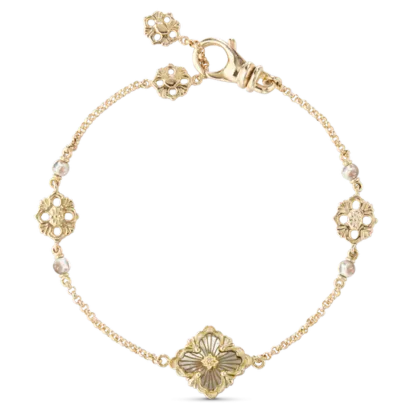 OPERA TULLE YELLOW GOLD BRACELET WITH MOTHER OF PEARL LOGO