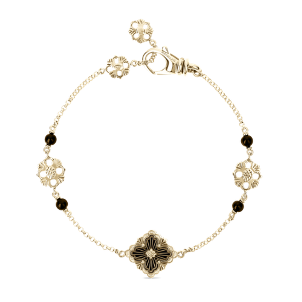 OPERA TULLE YELLOW GOLD BRACELET WITH ONYX LOGO