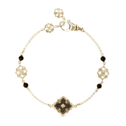 OPERA TULLE YELLOW GOLD BRACELET WITH ONYX LOGO