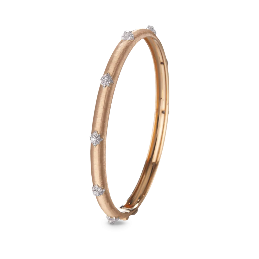 MACRI PINK AND WHITE GOLD BOMBÉ BRACELET WITH DIAMONDS