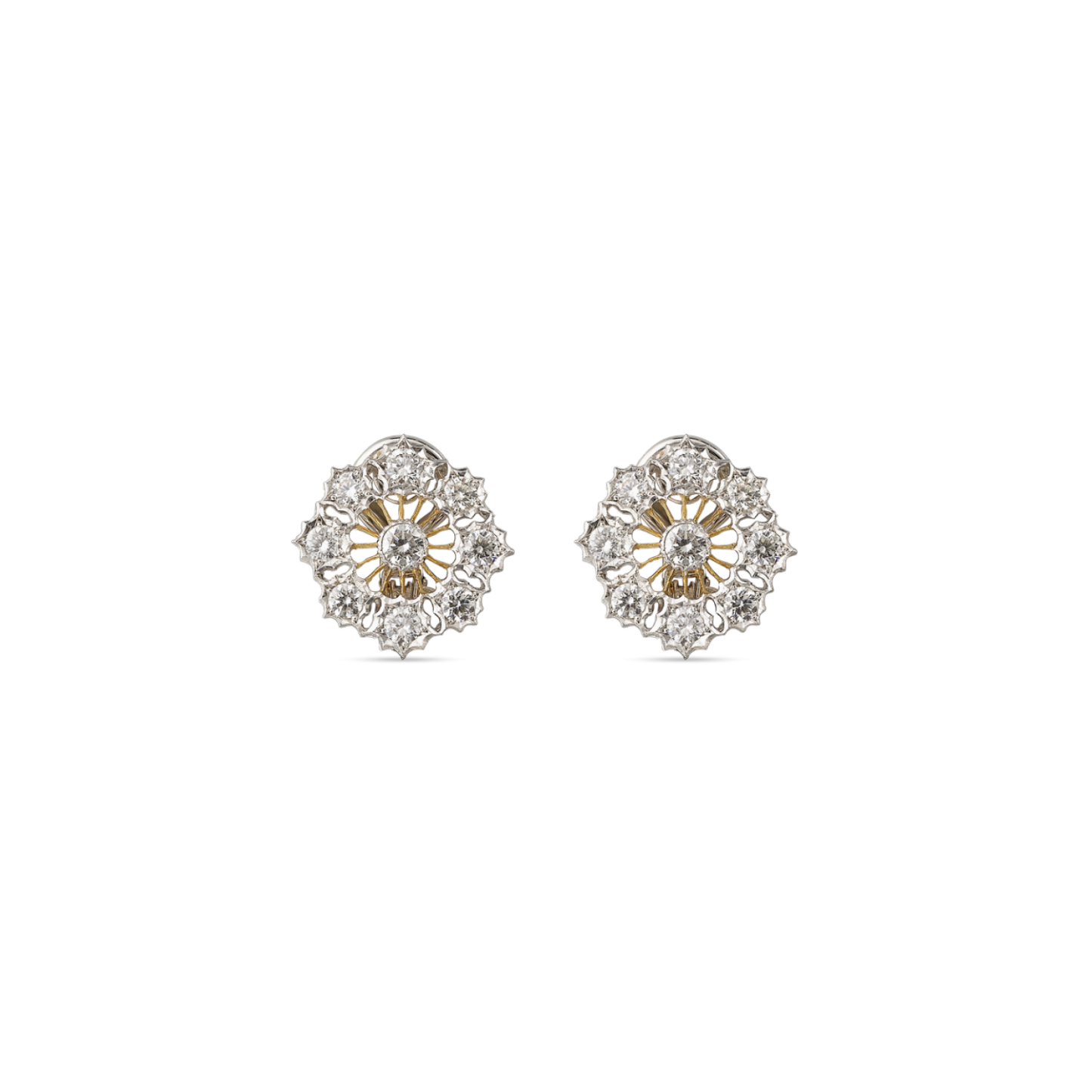 TULLE WHITE AND YELLOW GOLD RAGGIERA EARRINGS WITH DIAMONDS