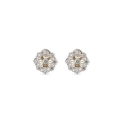 TULLE WHITE AND YELLOW GOLD RAGGIERA EARRINGS WITH DIAMONDS