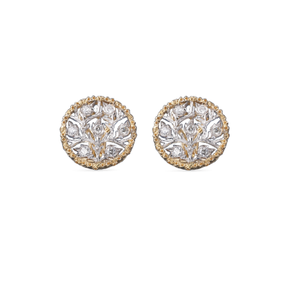 RAMAGE WHITE AND YELLOW GOLD BUTTON EARRINGS