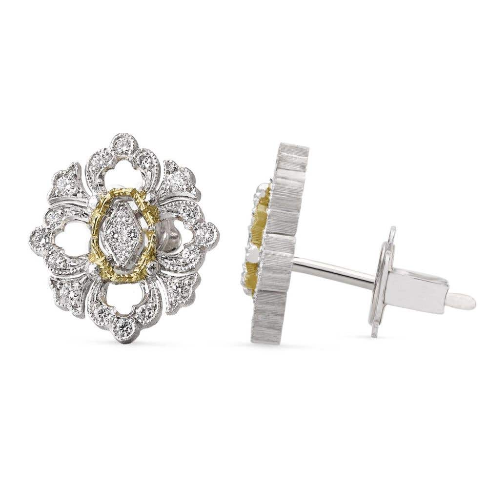 OPERA FULL PAVE' WHITE AND YELLOW GOLD EARRINGS WITH DIAMONDS