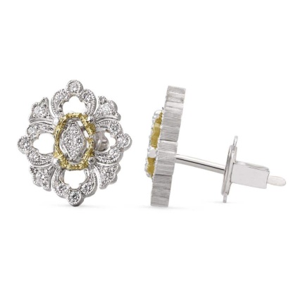 OPERA FULL PAVE' WHITE AND YELLOW GOLD EARRINGS WITH DIAMONDS