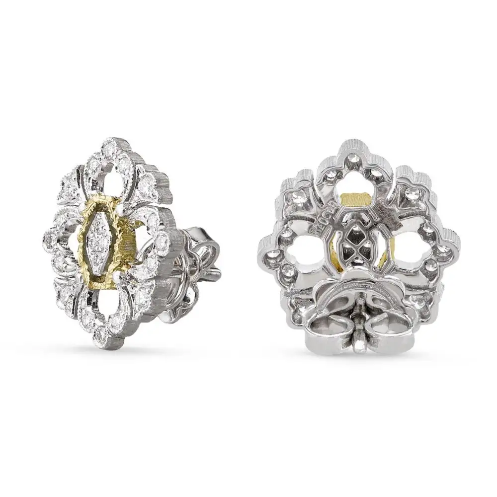OPERA FULL PAVE' WHITE AND YELLOW GOLD EARRINGS WITH DIAMONDS