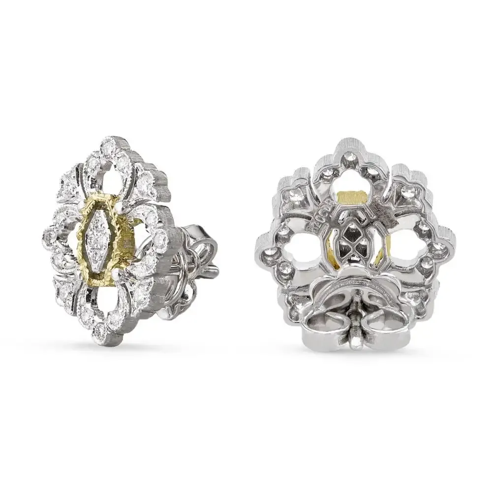 OPERA FULL PAVE' WHITE AND YELLOW GOLD EARRINGS WITH DIAMONDS