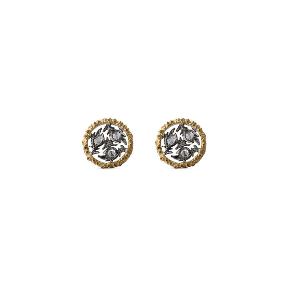 RAMAGE WHITE AND YELLOW GOLD EARRINGS