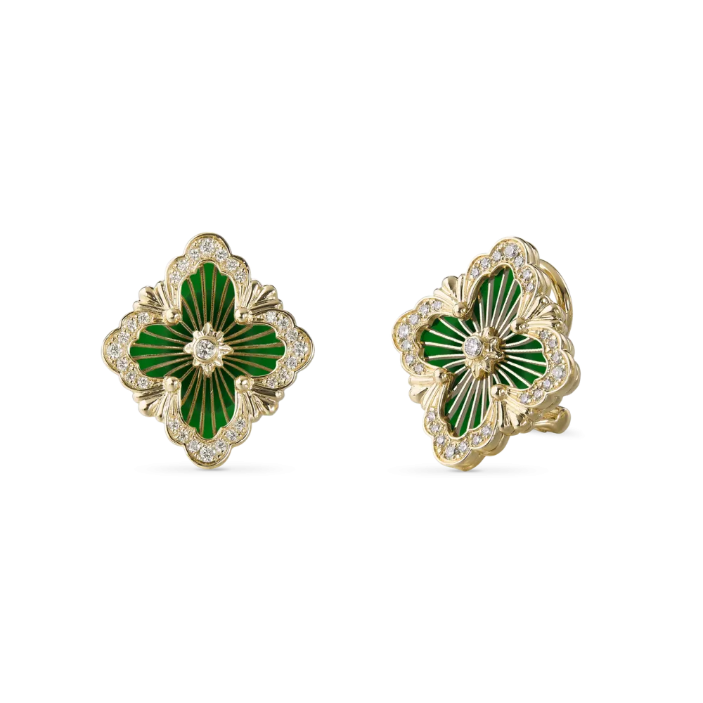 OPERA TULLE YELLOW GOLD EARRINGS WITH LOGO