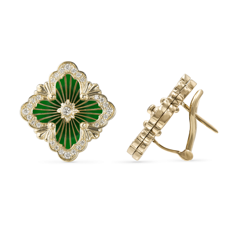 OPERA TULLE YELLOW GOLD EARRINGS WITH LOGO