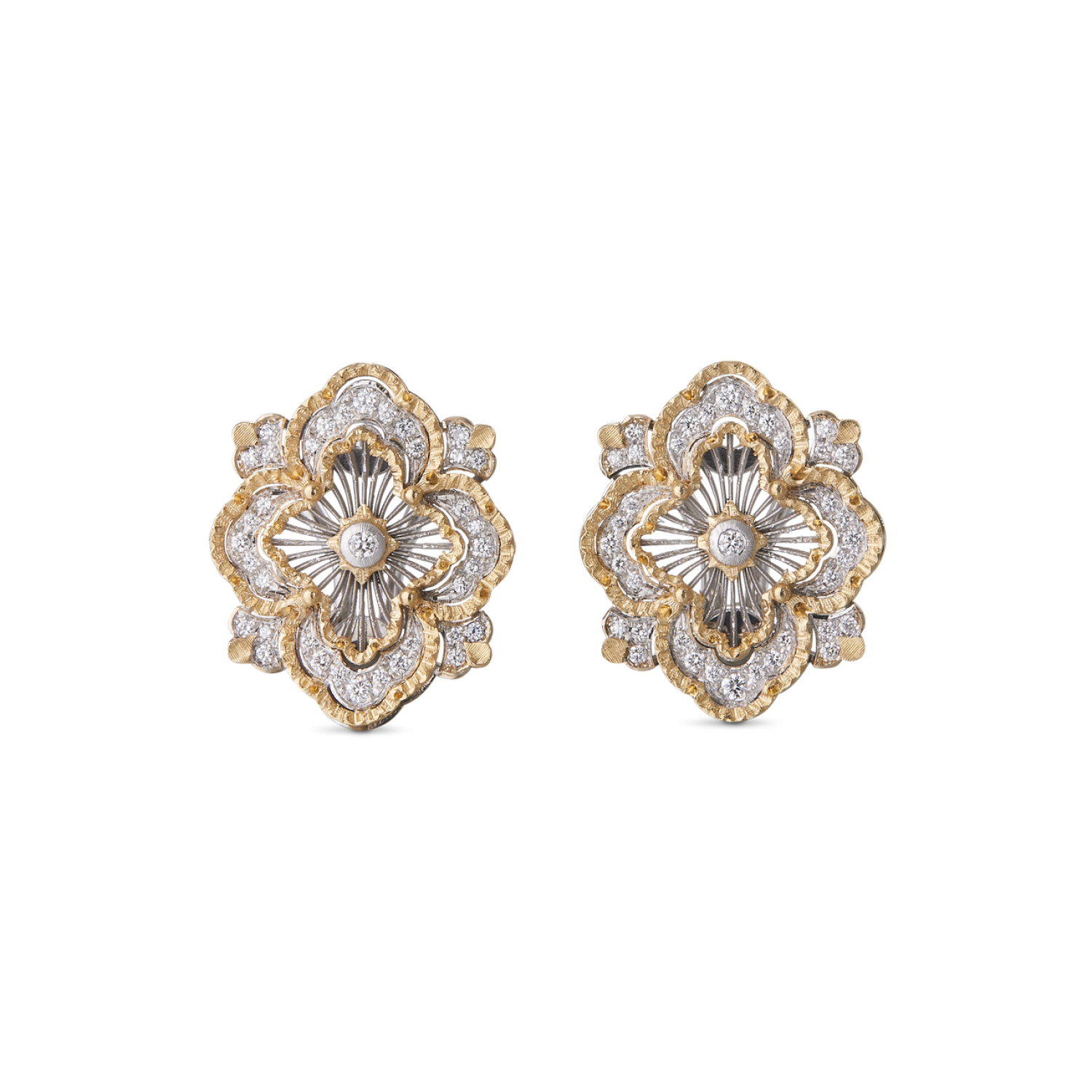 OPERA TULLE WHITE AND YELLOW GOLD PREMIUM EARRINGS WITH DIAMONDS