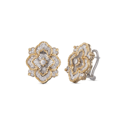 OPERA TULLE WHITE AND YELLOW GOLD PREMIUM EARRINGS WITH DIAMONDS